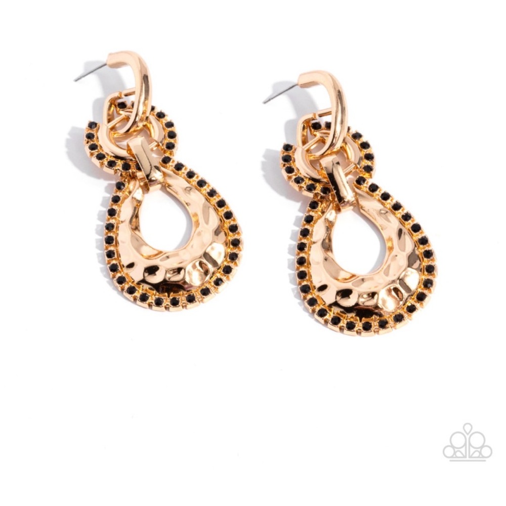 Paparazzi Gold and Black Hoop Earrings
